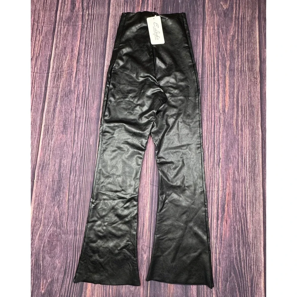 Commando Faux Leather NWT Cropped Flare S Black Edgy Chic MSRP $128 New Leggings